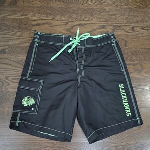 NFL Blackhawks Men's Black and Green Boards Shorts Sz.L  Net Lined (R4)